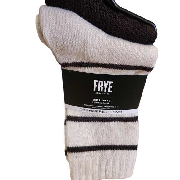 Frye Cashmere Blend 2pr Boot Socks Brown Beige Striped New - Picture 1 of 5